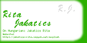 rita jakatics business card